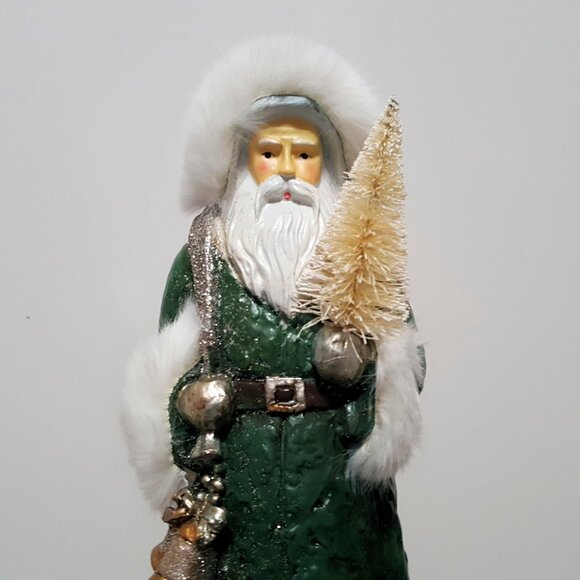 NEW Pottery Barn Handcrafted Santa Claus Figurine 4" w x 4.5" d x 10" h - Picture 2 of 5